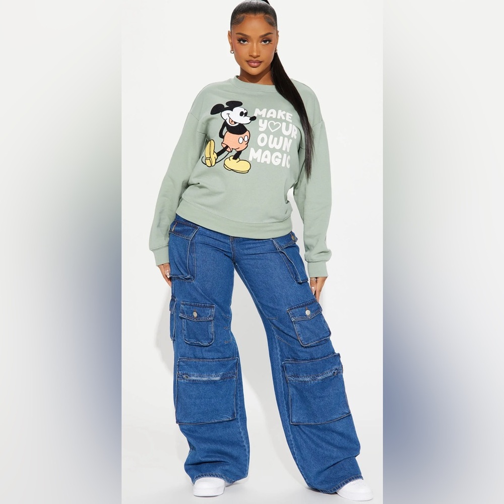 Women’s Disney Make Your Own Magic Mickey Sweatshirt - Sage - XXL